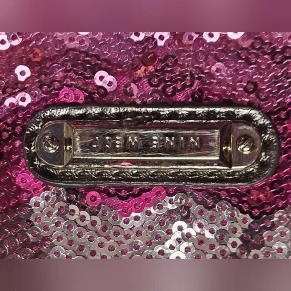 Nine West Pink Silver Sequin Laptop Sleeve Travel Case 13.5 x 10